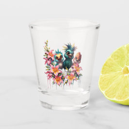 Vaso De Chupito La magia de las aves en un mar de flores de・,