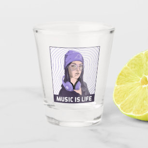 Vaso De Chupito La Música Es La Vida – Chica de Auriculares Morado
