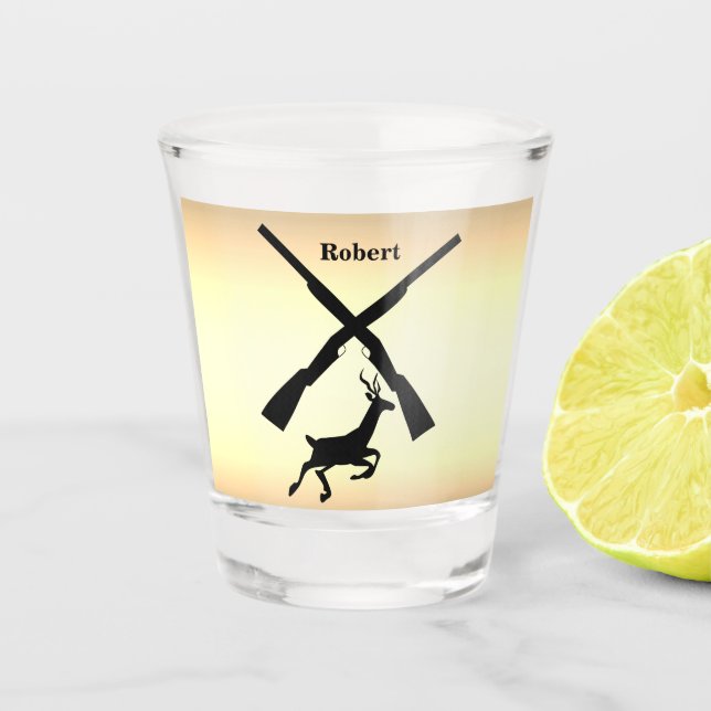 Vaso De Chupito La silueta de caza de venados personalizada (Anverso)