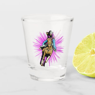 Vaso De Chupito La Vaquera Occidental En El Caballo En Curso