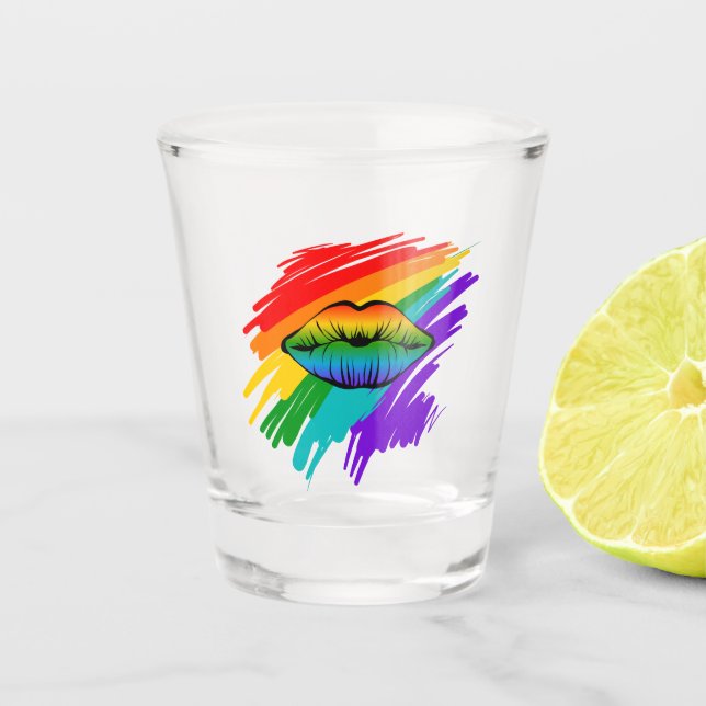 Vaso De Chupito Labios del arco iris (Anverso)
