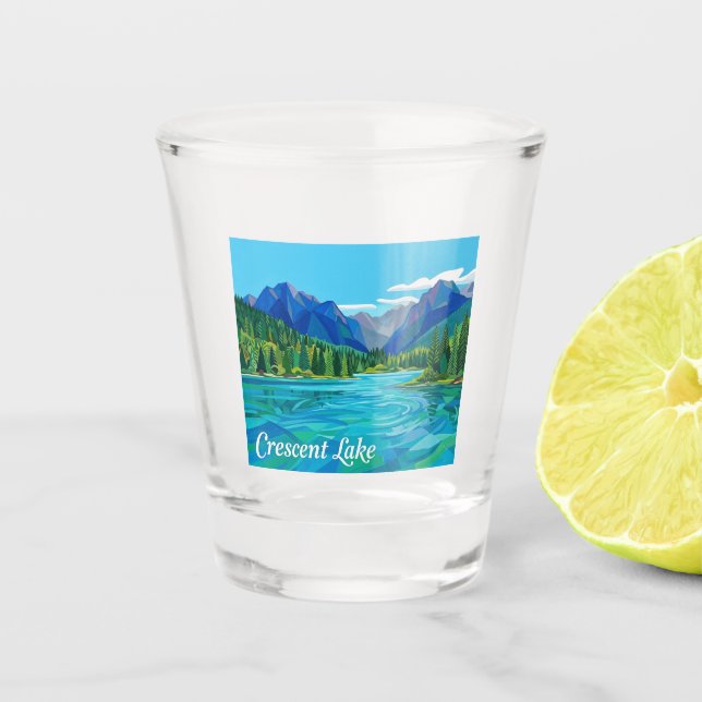 Vaso De Chupito Lago Crescent Washington (Anverso)