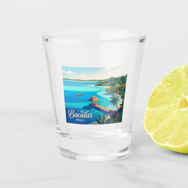 Vaso De Chupito Laguna Bacalar México (Anverso)
