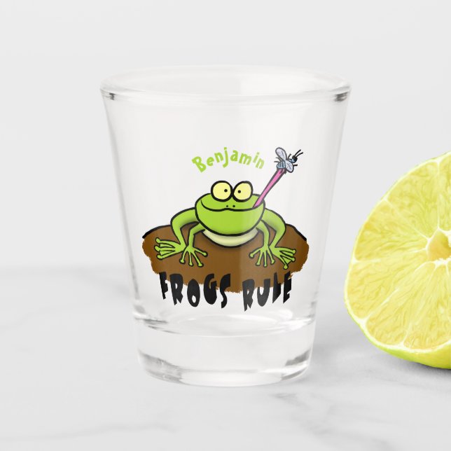 Vaso De Chupito Las ranas gobiernan personalizado de rana verde di (Anverso)