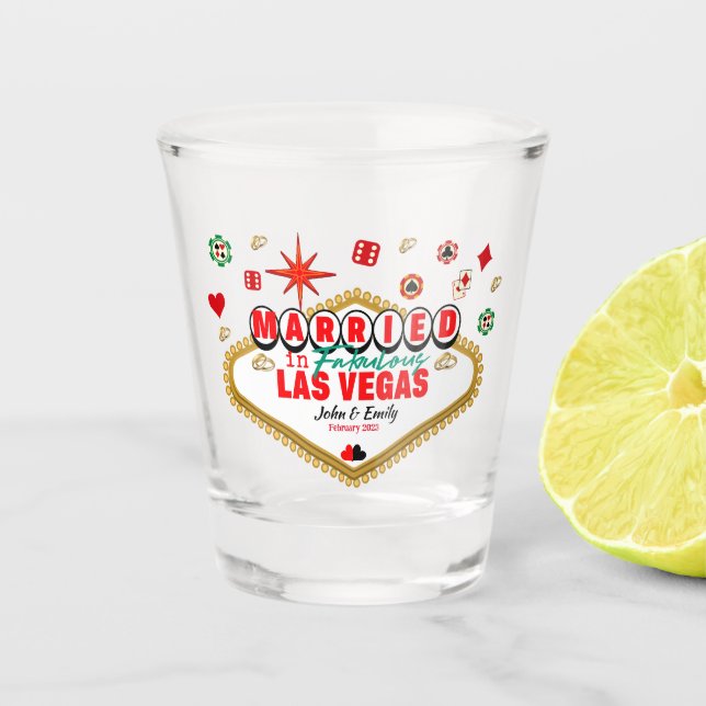 Vaso De Chupito Las Vegas: Pareja casada con vacaciones en Nevada (Anverso)