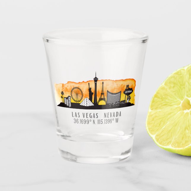 Vaso De Chupito Latitud y longitud de la línea aérea de Las Vegas (Anverso)