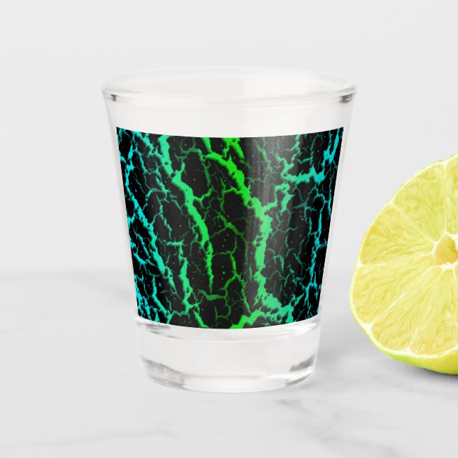Vaso De Chupito Lava Espacial Agrietada - Cian/Verde (Anverso)