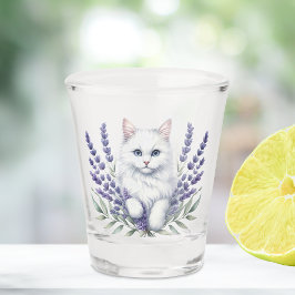 Vaso De Chupito Lavanda elegante y gato