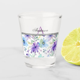 Vaso De Chupito Lavanda y Floral azul