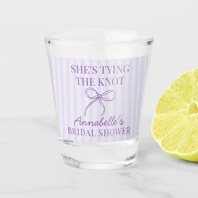 Vaso De Chupito Lazo de Coqueta Púrpura Favor de Lluvia de Regalos (Anverso)