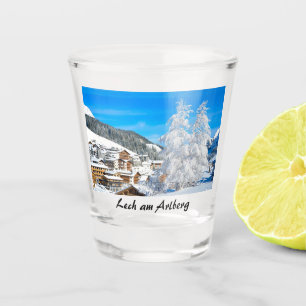 Vaso De Chupito Lech am Arlberg en Austria en el recuerdo de invie
