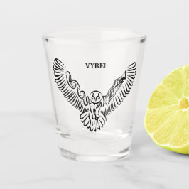 Vaso De Chupito Lechuza voladora tribal blanca y negra