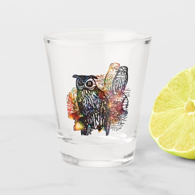 Vaso De Chupito Lechuzas cósmicas (Anverso)