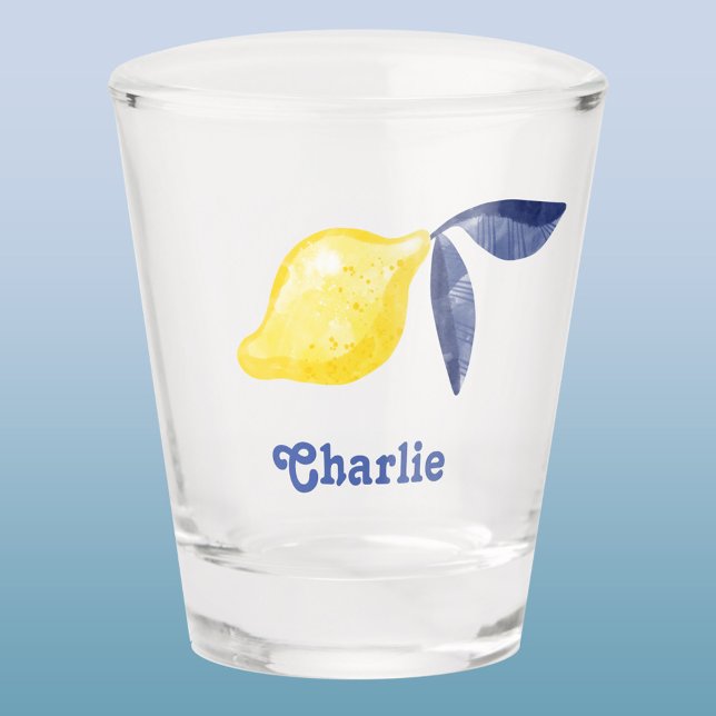Vaso De Chupito Lemon Personalizado (Personalized retro font name citrus lemon shot glass)