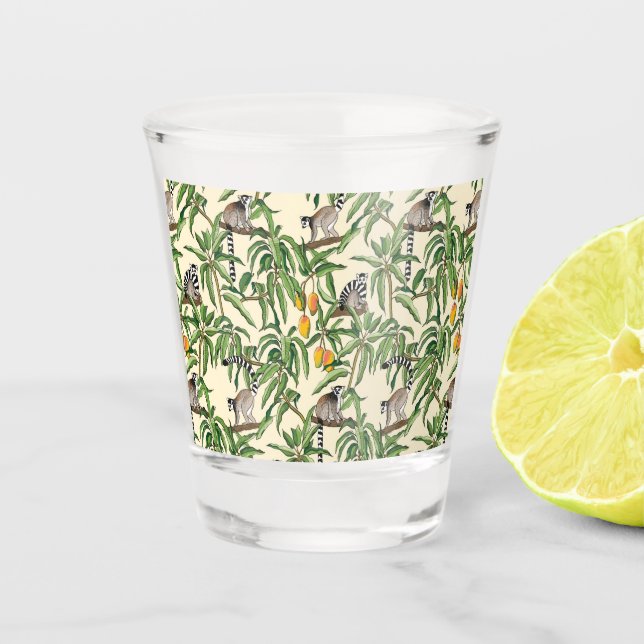 Vaso De Chupito lemurs and branches mango seamless pattern   (Anverso)