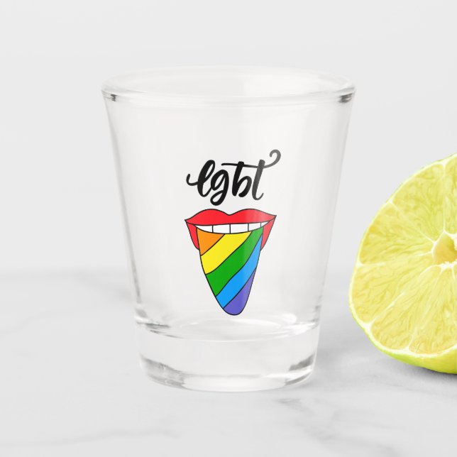 Vaso De Chupito Lengua arcoiris LGBT (Anverso)