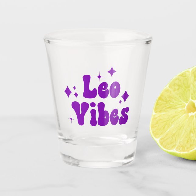 Vaso De Chupito Leo Vibes Zodiac Astrología Estrellas púrpuras Vid (Anverso)
