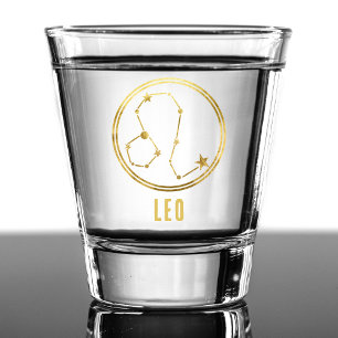 Vaso De Chupito Leo Zodiac Rótulo Astrología Horoscope Gold