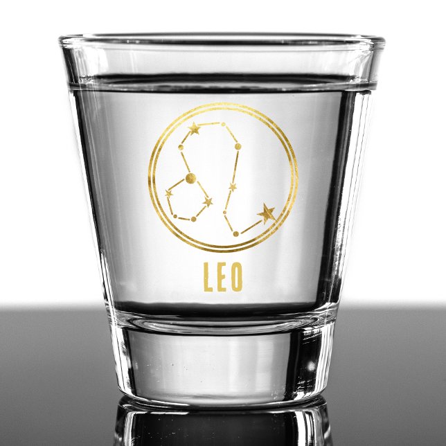 Vaso De Chupito Leo Zodiac Rótulo Astrología Horoscope Gold (gold leo zodiac sign shot glass)