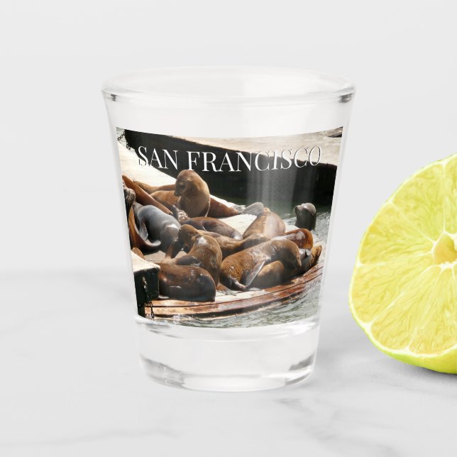 Vaso De Chupito Leones Marinos Asoleándose en San Francisco (Anverso)