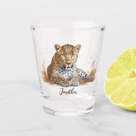 Vaso De Chupito Leopard Wild Animal Portrait Personalizado Nombre