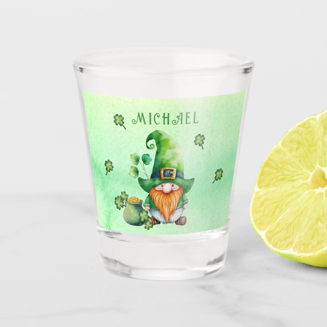 Vaso De Chupito Leprechaun - Gnome Con Pote De Oro Personalizado (Anverso)