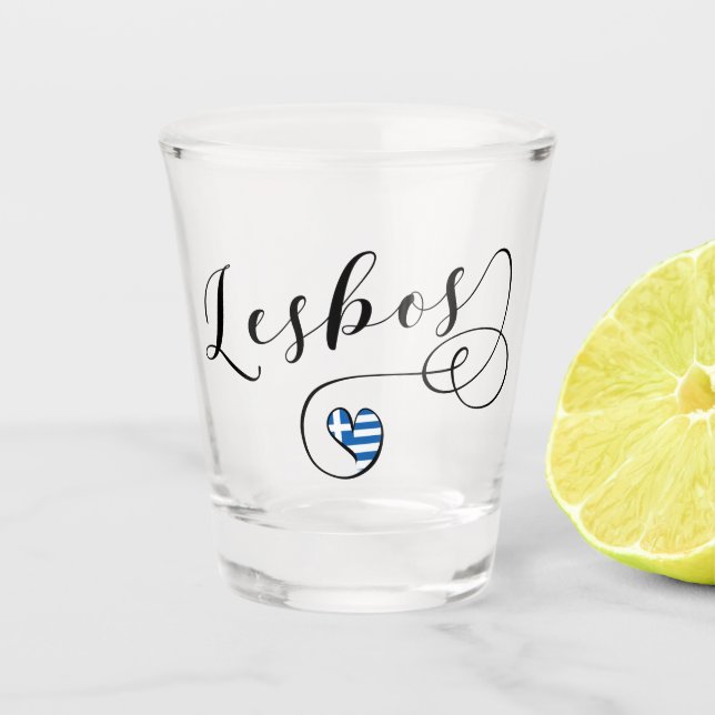 Vaso De Chupito Lesbos, Corazón Griego En Bandera, Grecia (Anverso)