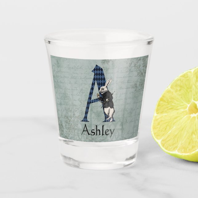 Vaso De Chupito Letra A de conejo blanco de maravilla (Anverso)