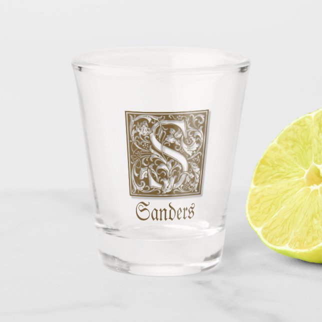 Vaso De Chupito Letra antigua ilustrada S (Anverso)