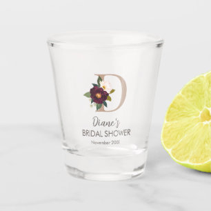 Vaso De Chupito Letra D de Monograma Floral para Despedida de Solt