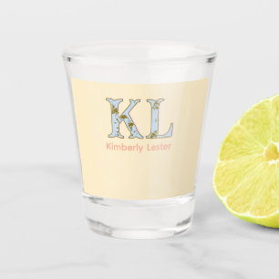 Vaso De Chupito letra de nombre de monograma de melocotón vintage
