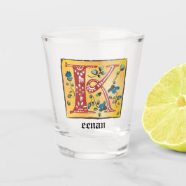 Vaso De Chupito Letra floral medieval iluminada monograma K