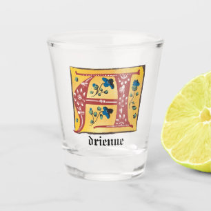Vaso De Chupito Letra floral medieval iluminada por monograma a