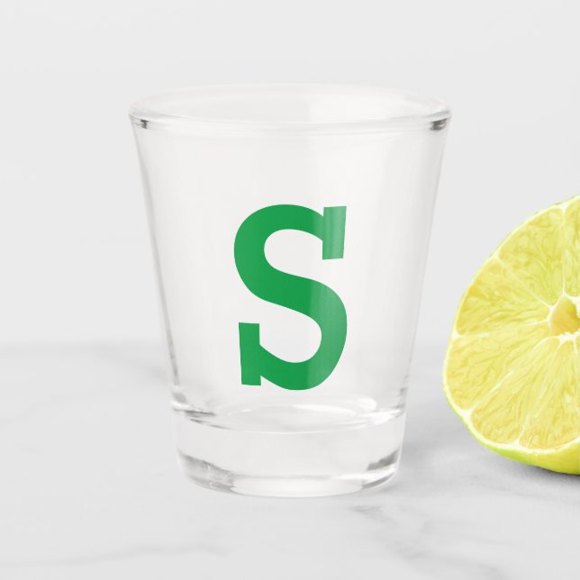 Vaso De Chupito Letra inicial clásica simple verde (Anverso)
