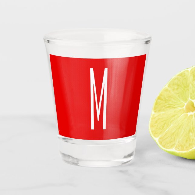 Vaso De Chupito Letra inicial monograma estilo moderno rojo blanco (Anverso)