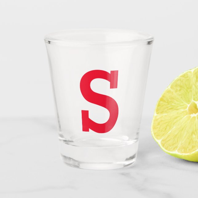 Vaso De Chupito Letra inicial Personalizado personalizada rojo (Anverso)