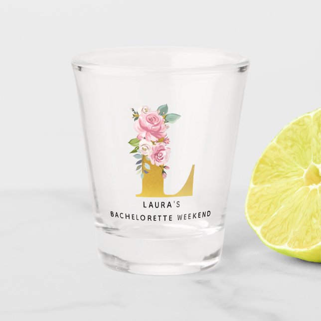 Vaso De Chupito Letra L de fin de semana de despedida de soltera c (Anverso)