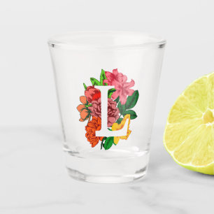 Vaso De Chupito Letra mayúscula L monograma floral