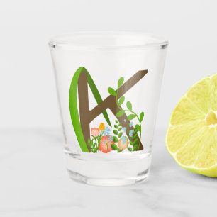 Vaso De Chupito Letra mayúscula monograma floral K