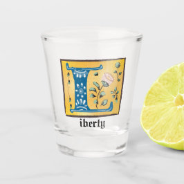 Vaso De Chupito Letra medieval floral iluminada L monograma