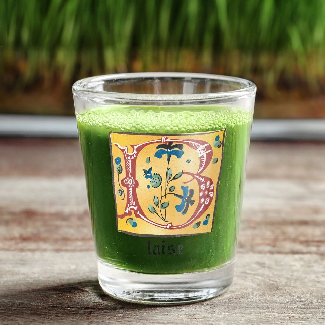 Vaso De Chupito Letra medieval floral iluminada Monograma B (Subido por el creador)