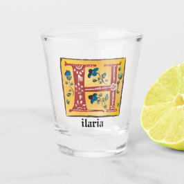 Vaso De Chupito Letra medieval floral iluminada Monograma H
