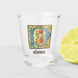 Vaso De Chupito Letra medieval floral iluminada monograma P