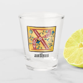 Vaso De Chupito Letra medieval floral iluminada x monograma