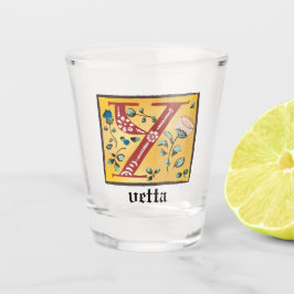 Vaso De Chupito Letra medieval floral iluminada y monograma