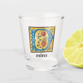 Vaso De Chupito Letra medieval floral luminosa monograma D