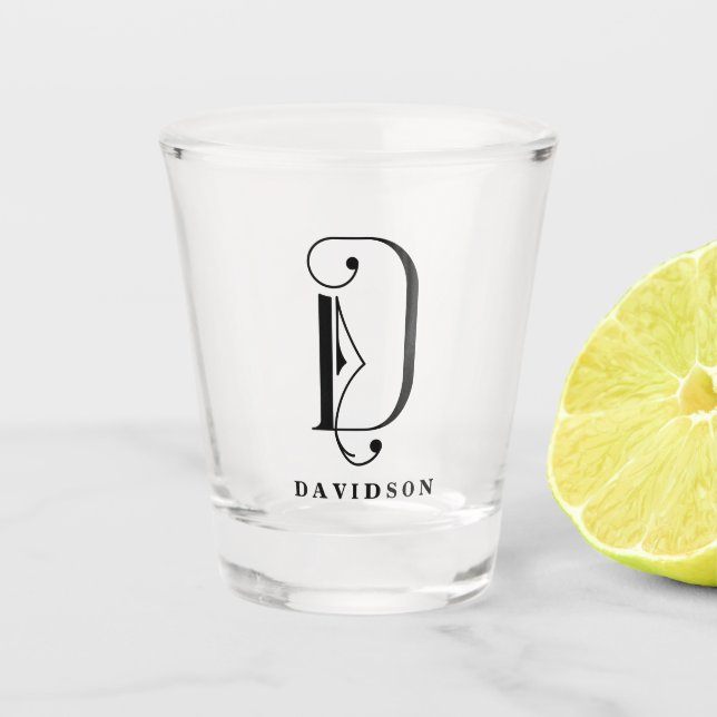 Vaso De Chupito Letra monograma D personalizada con apellido (Anverso)