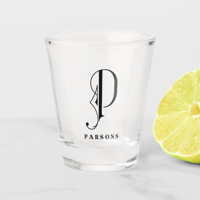 Vaso De Chupito Letra monograma P personalizada con apellido (Anverso)