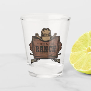 Vaso De Chupito Letrero de rancho occidental de pistolas de vaquer