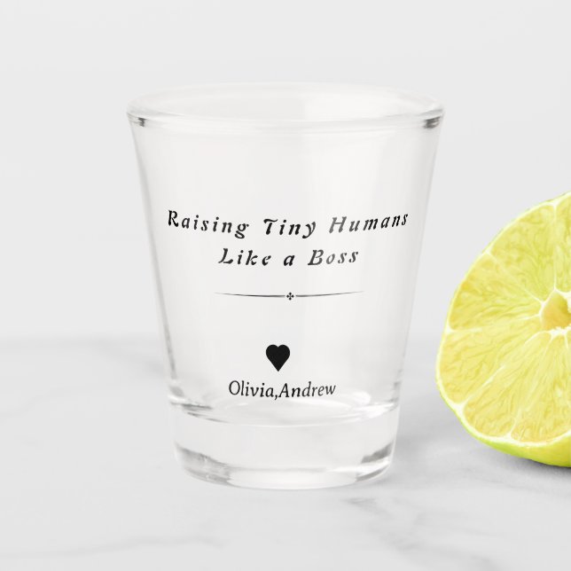 Vaso De Chupito Levantando a los humanos pequeños como un jefe reg (Anverso)